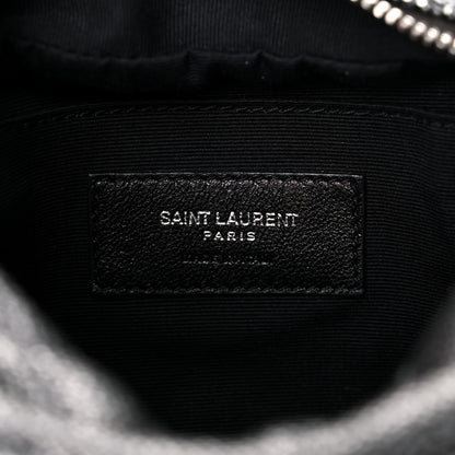 Saint Laurent Metallic Grain De Poudre Y Quilted Monogram Mini Loulou Camera Bag Gun Metal 6 of 13