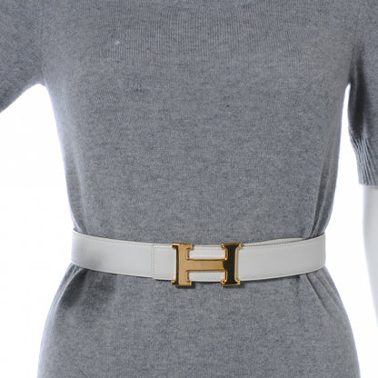 Hermes Leather Reversible H Belt 65 Gold Blanc 11 of 16