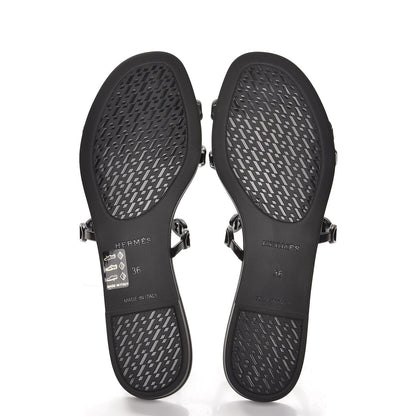 Hermes Rubber Chaine d'Ancre Rivage Sandals 36 Black 5 of 8
