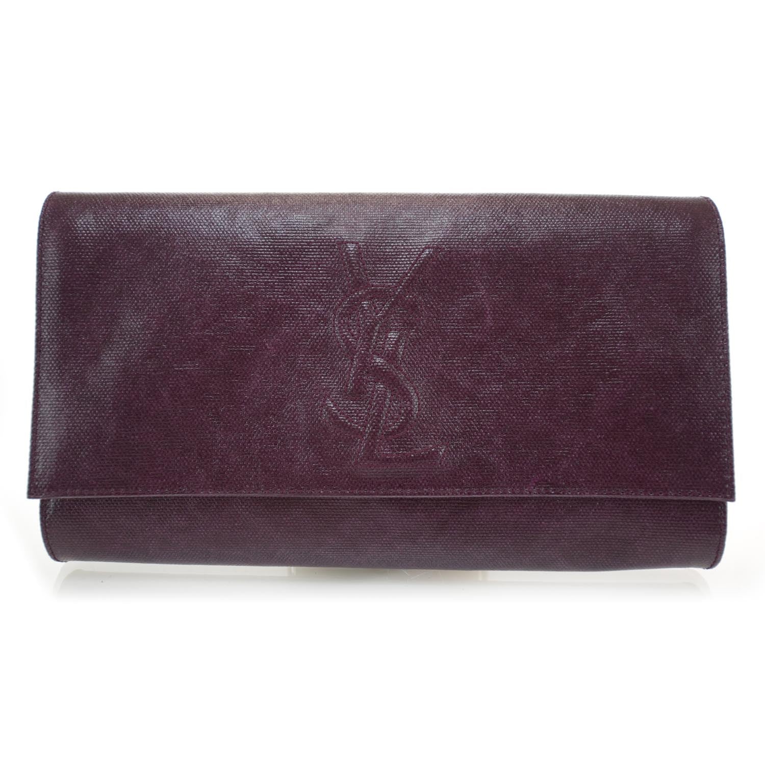 Saint Laurent Textured Large Belle de Jour Clutch Prune 1 of 7