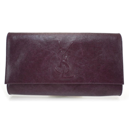 Saint Laurent Textured Large Belle de Jour Clutch Prune 1 of 7