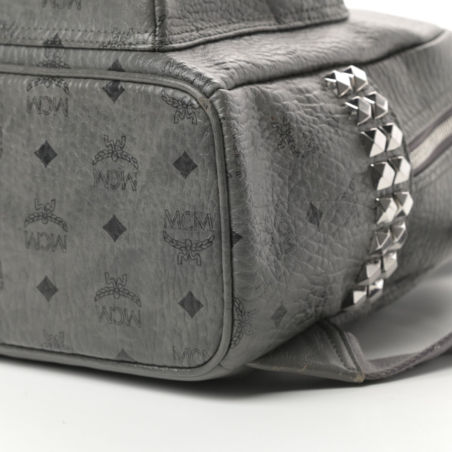 MCM Visetos Small Side Stud Stark Backpack Phantom Grey 10 of 14