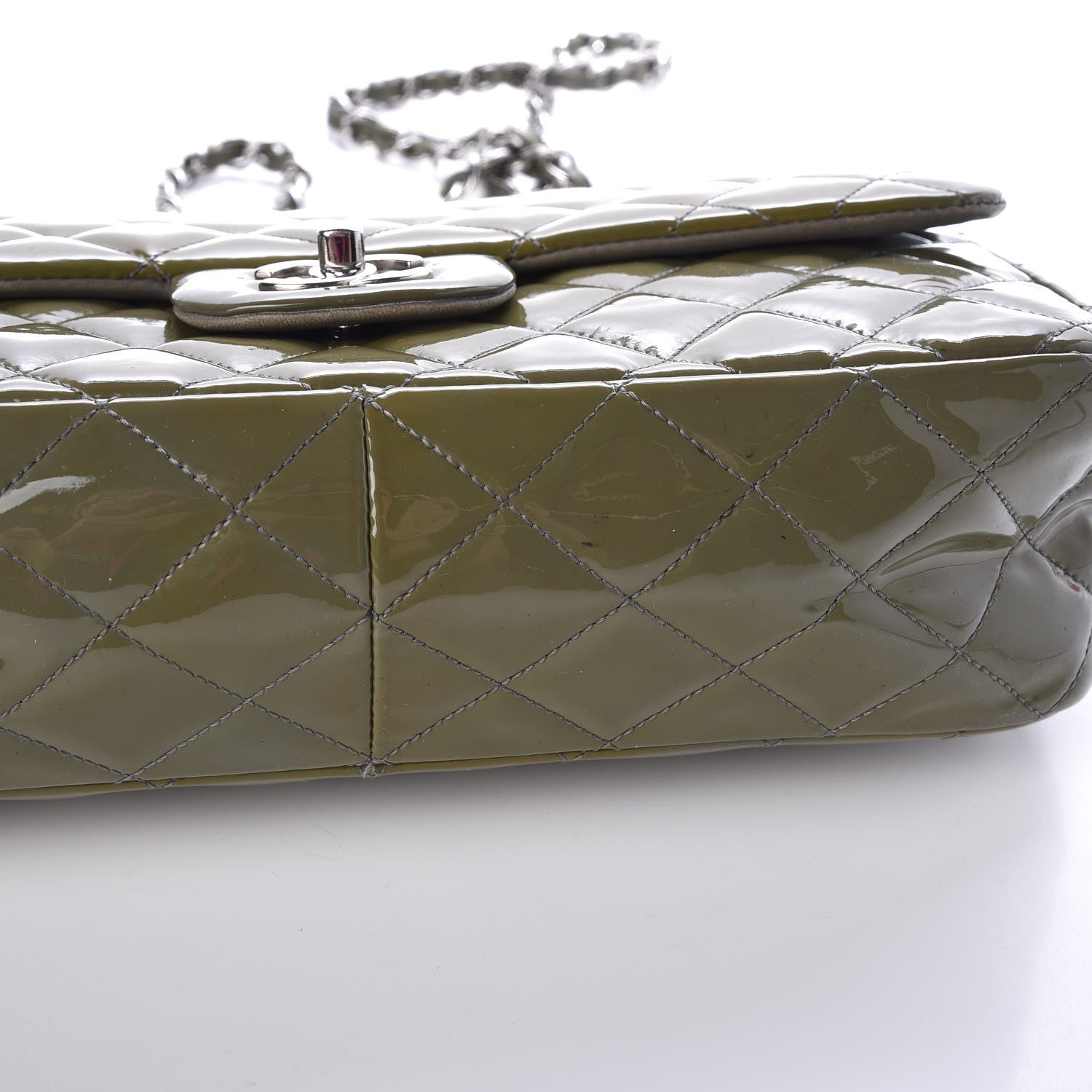 Chanel Patent Quilted Jumbo Single Flap Green 12 of 12