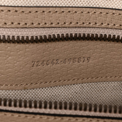 Gucci GG Supreme Monogram Textured Dollar Calfskin Web Medium Savoy Duffle Bag Beige Mystic White Oatmeal 6 of 10