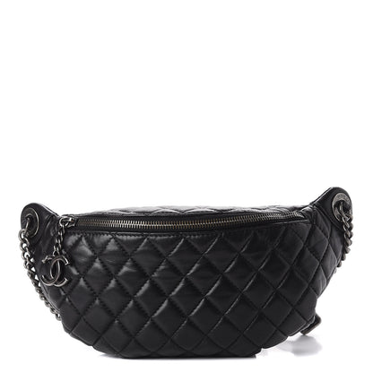 Chanel Lambskin Quilted Banane Waist Bag Fanny Pack Black 1 of 12