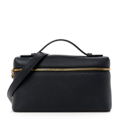Loro Piana LORO PIANA Grained Calfskin L19 Extra Pocket Pouch Black 1 of 9