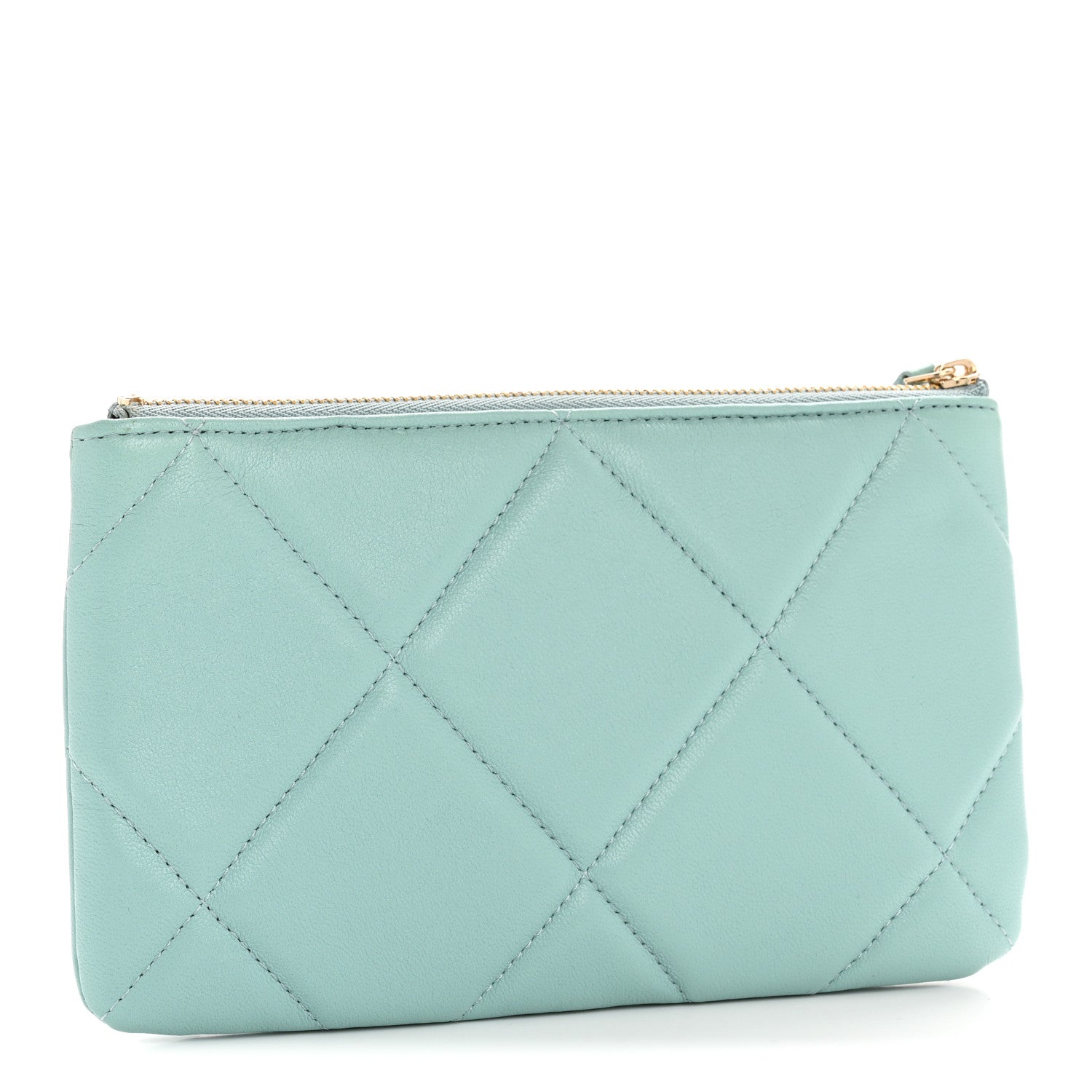 Chanel Goatskin Quilted Small Chanel 19 Pouch Light Blue 3 of 7