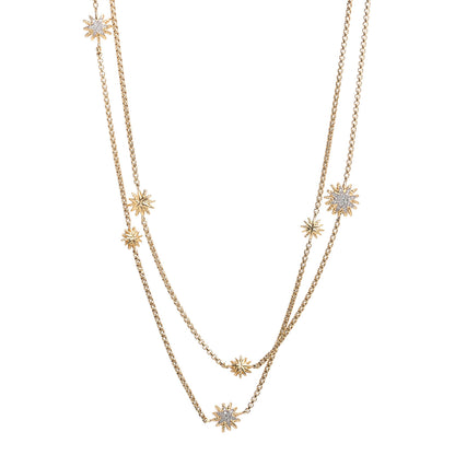 David Yurman 18K Yellow Gold Diamond Starburst Constellation Long Necklace 1 of 4