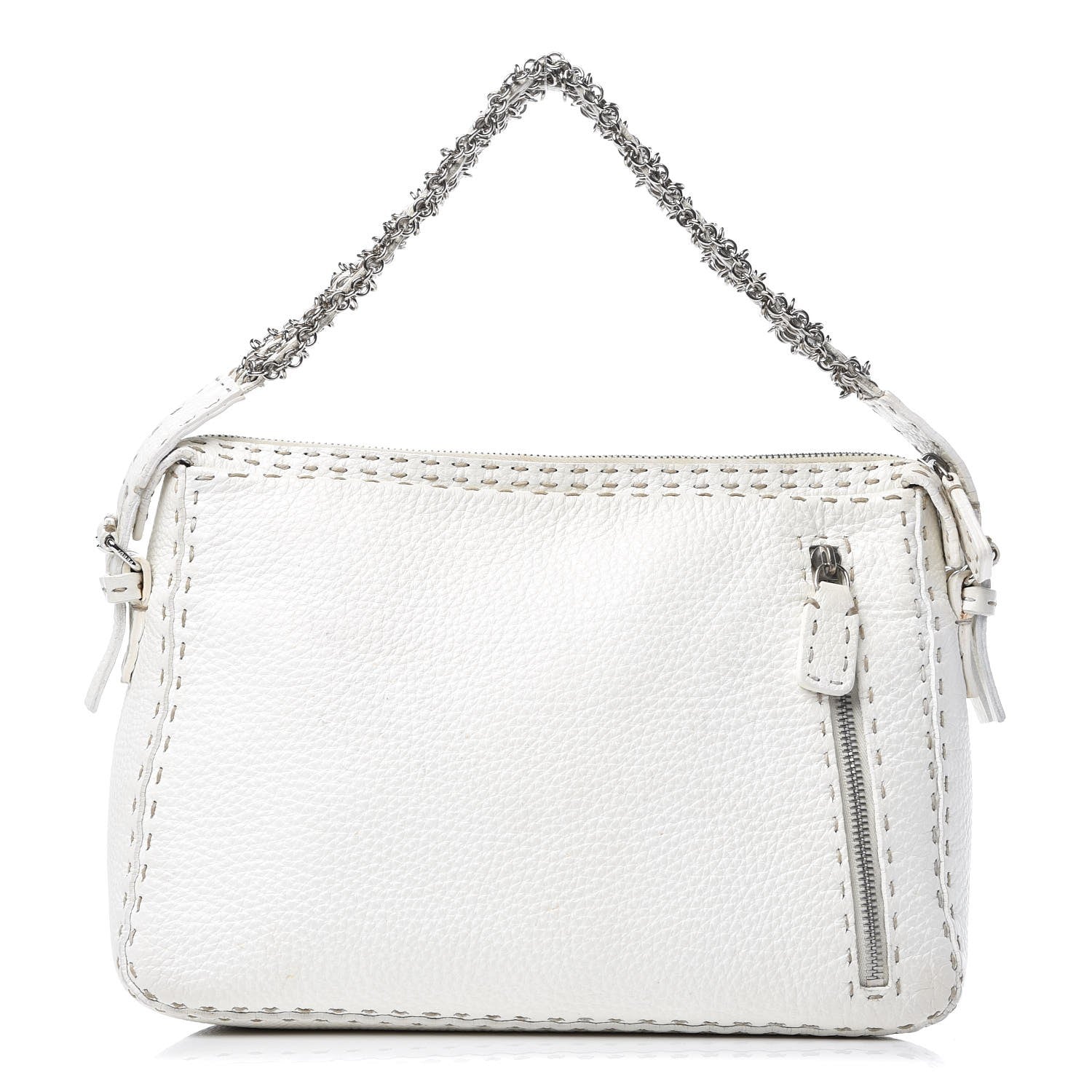 Fendi Calfskin Romano Selleria Chain Shoulder Bag White 1 of 11