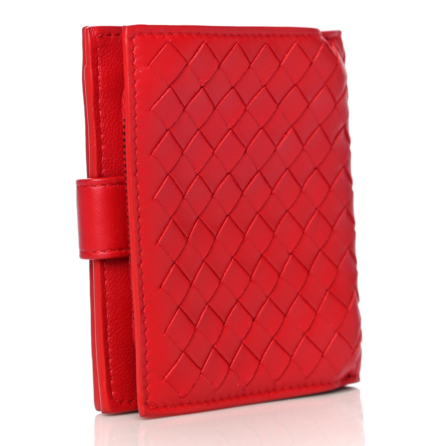 Bottega Veneta Nappa Intrecciato French Compact Wallet Bright Red 3 of 11