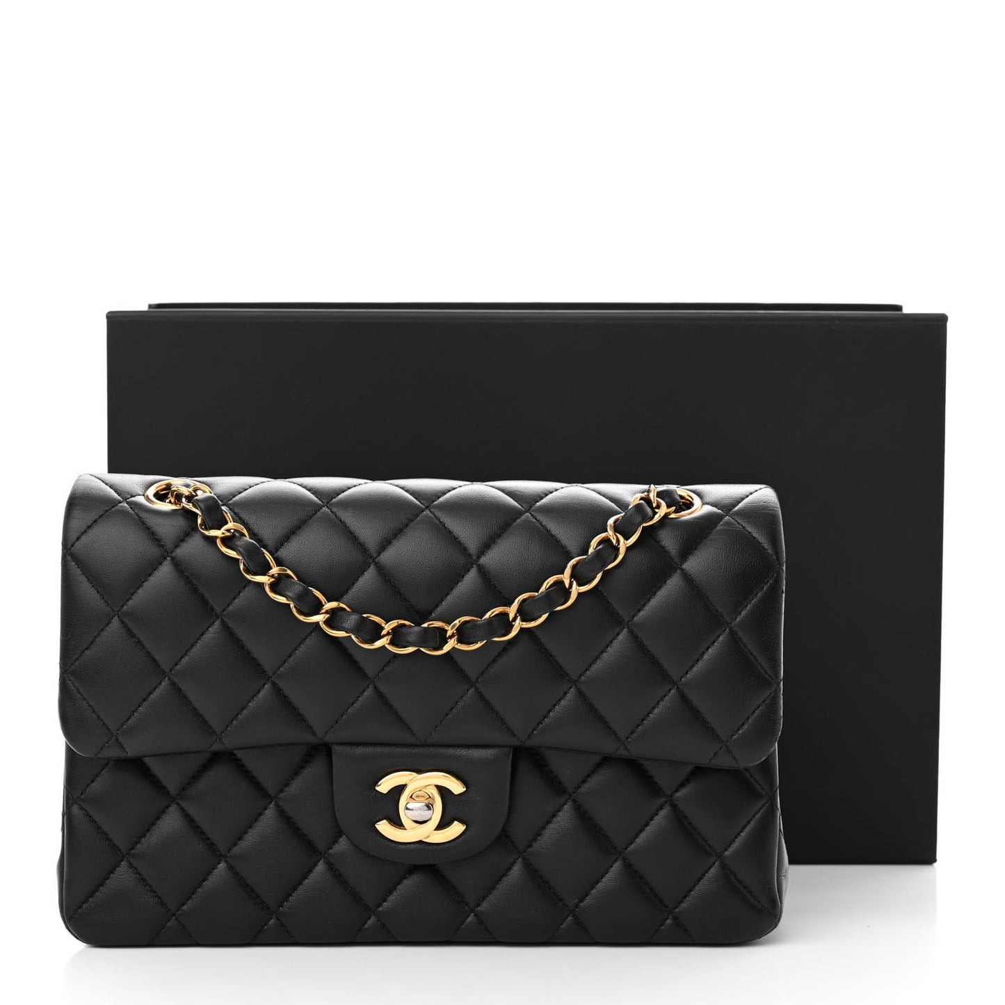 Lambskin Quilted Small Double Flap Black