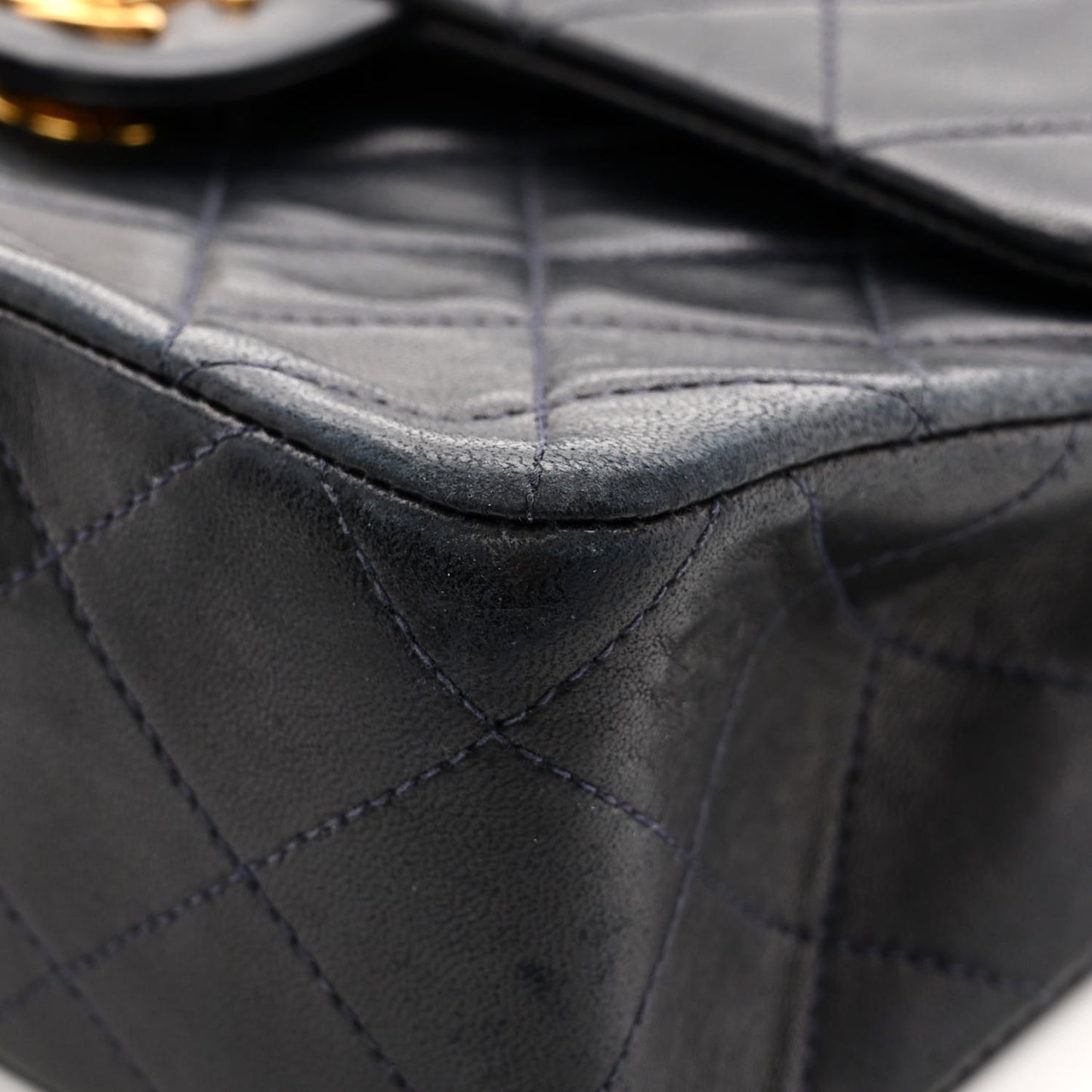 Lambskin Quilted Mini Square Flap Black