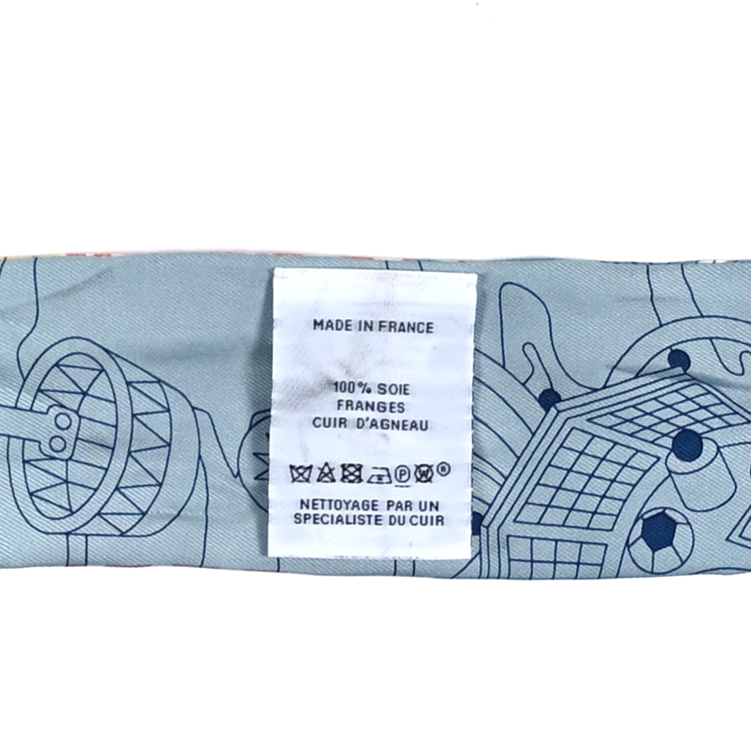 Hermes Silk Au Bloc Fringed Twilly Bleu Rose Vert 3 of 3