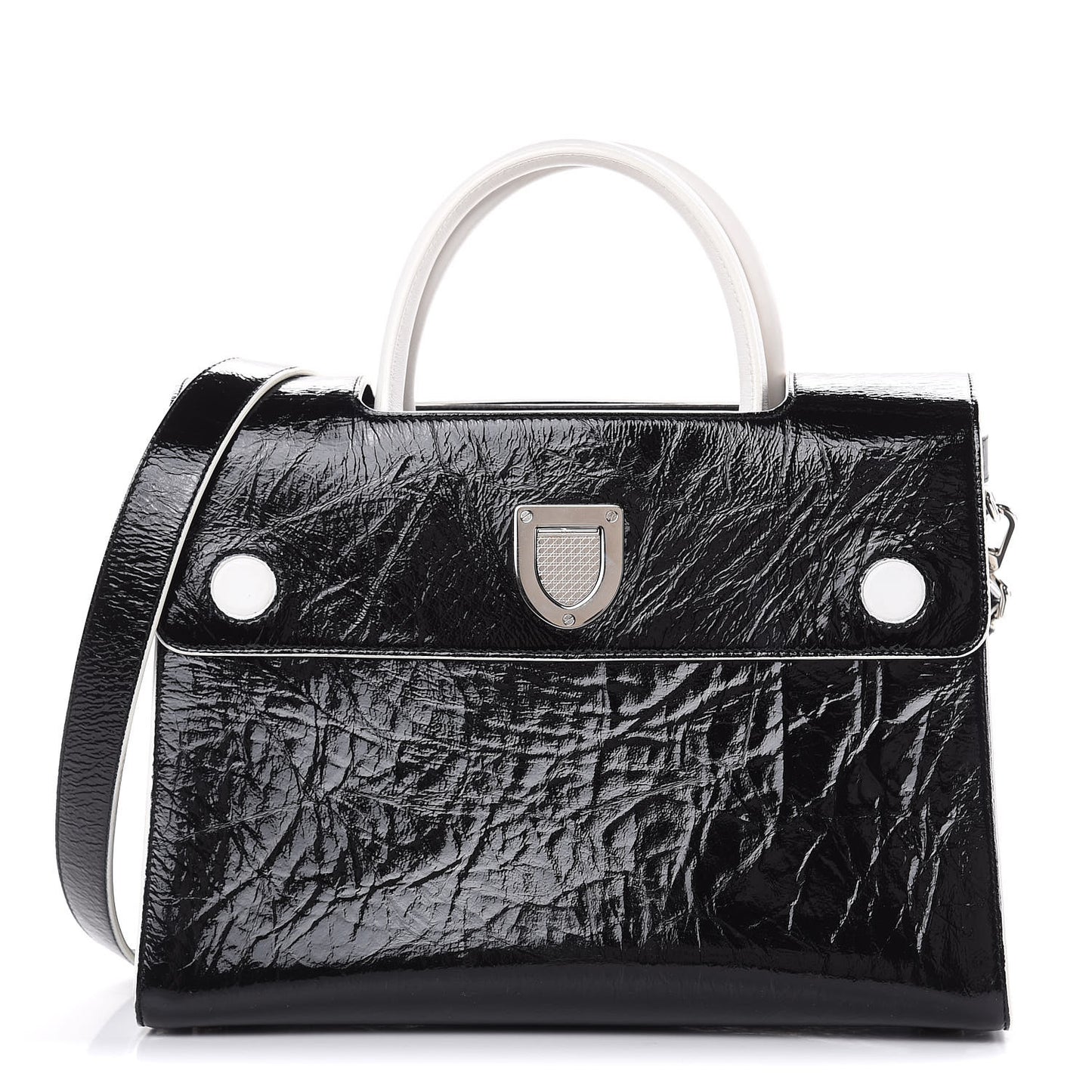 Crinkled Calfskin Medium Diorever Flap Black