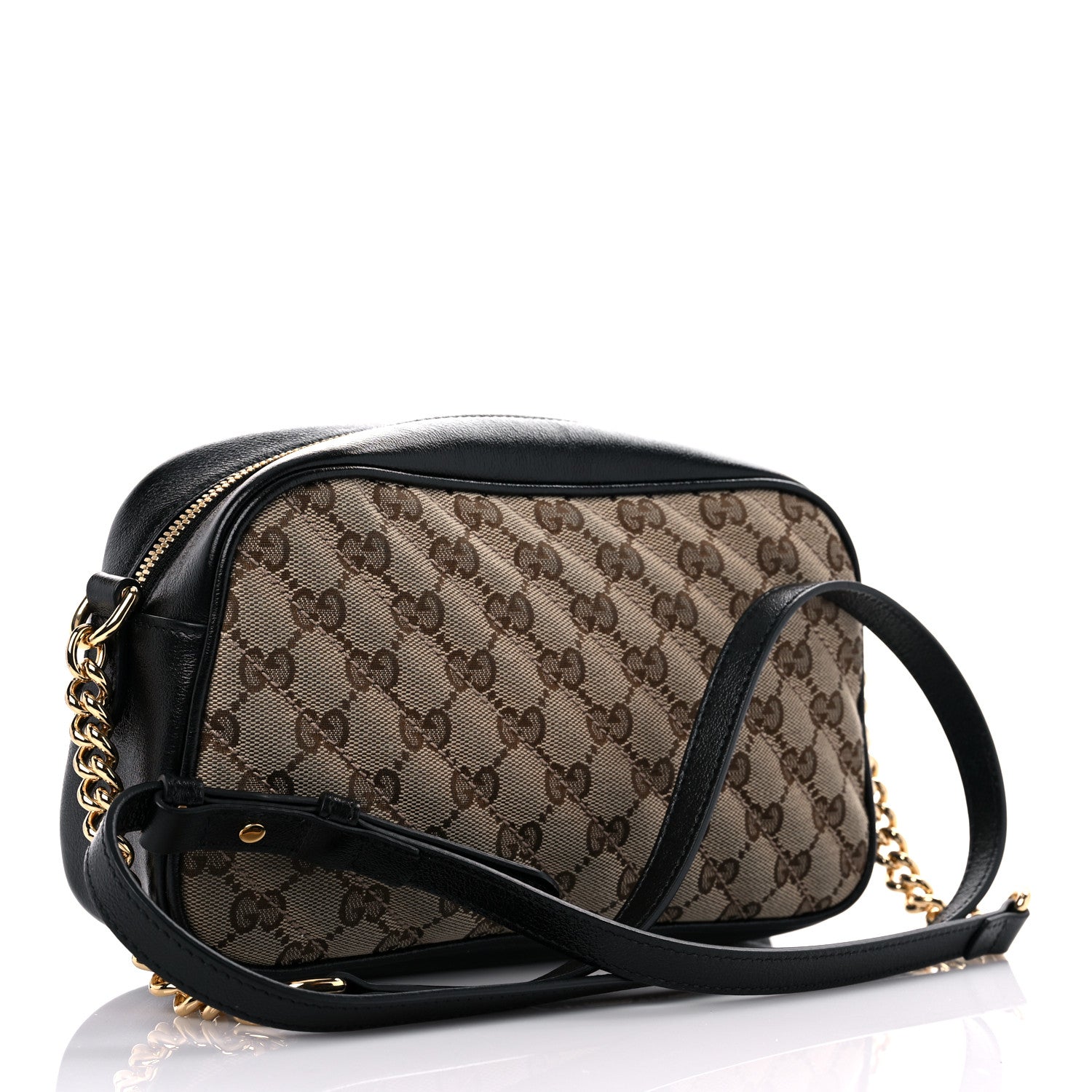 Gucci Monogram Matelasse Diagonal Small GG Marmont Chain Shoulder Bag Beige Black 3 of 11