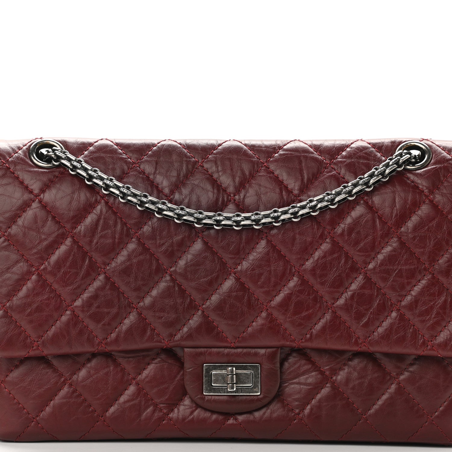 Chanel Aged Calfskin Quilted 2.55 Reissue 226 Flap Dark Burgundy 8 of 11