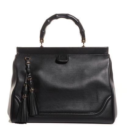Gucci Leather Bold Bamboo Medium Top Handle Bag Black 1 of 8