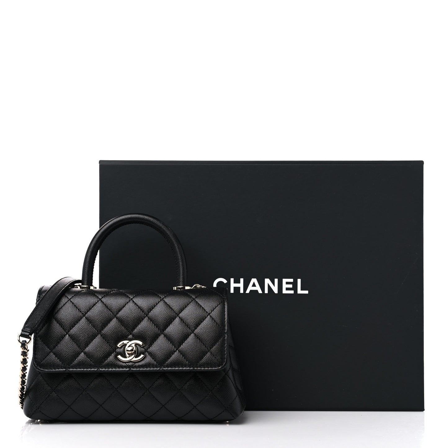 Caviar Quilted Mini Coco Handle Flap Black