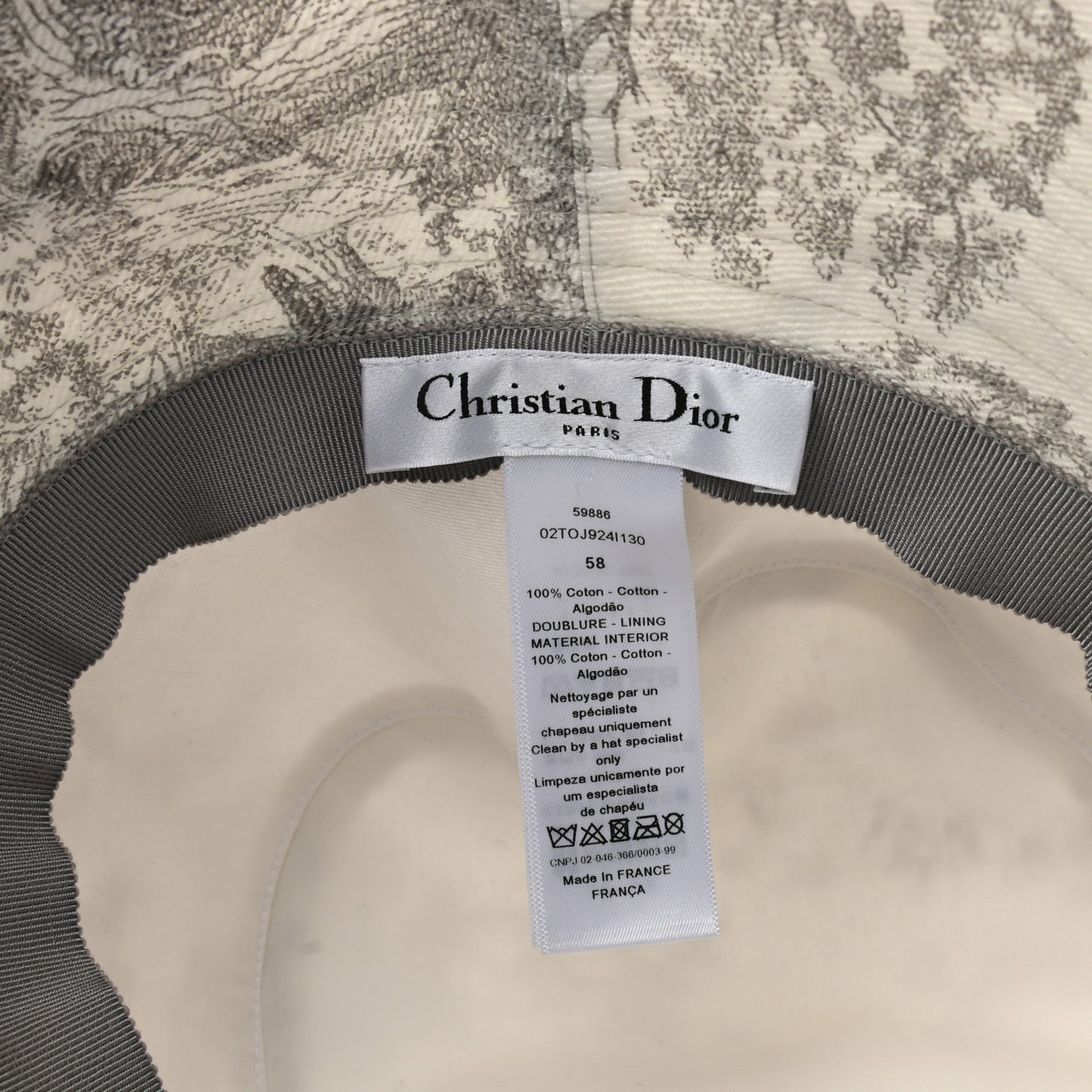 Cotton Dioriviera Toile De Jouy Bob Brim Bucket Hat 58 Gray
