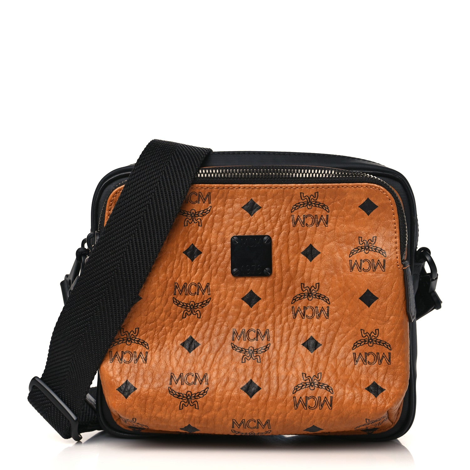 MCM Visetos Square 1976 Crossbody Bag Cognac Black 1 of 9