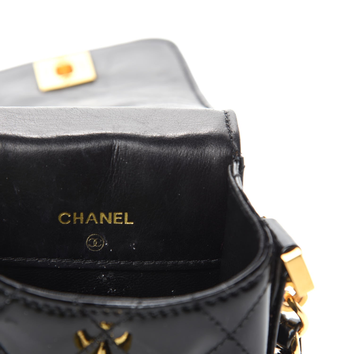 Chanel Patent Calfskin Quilted CC Phone Holder Black 8 of 10