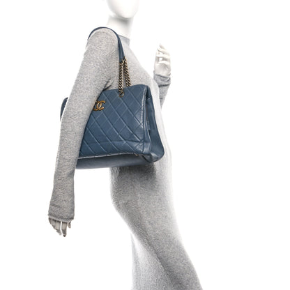 Chanel Calfskin Quilted Small CC Crown Tote Blue 2 of 10