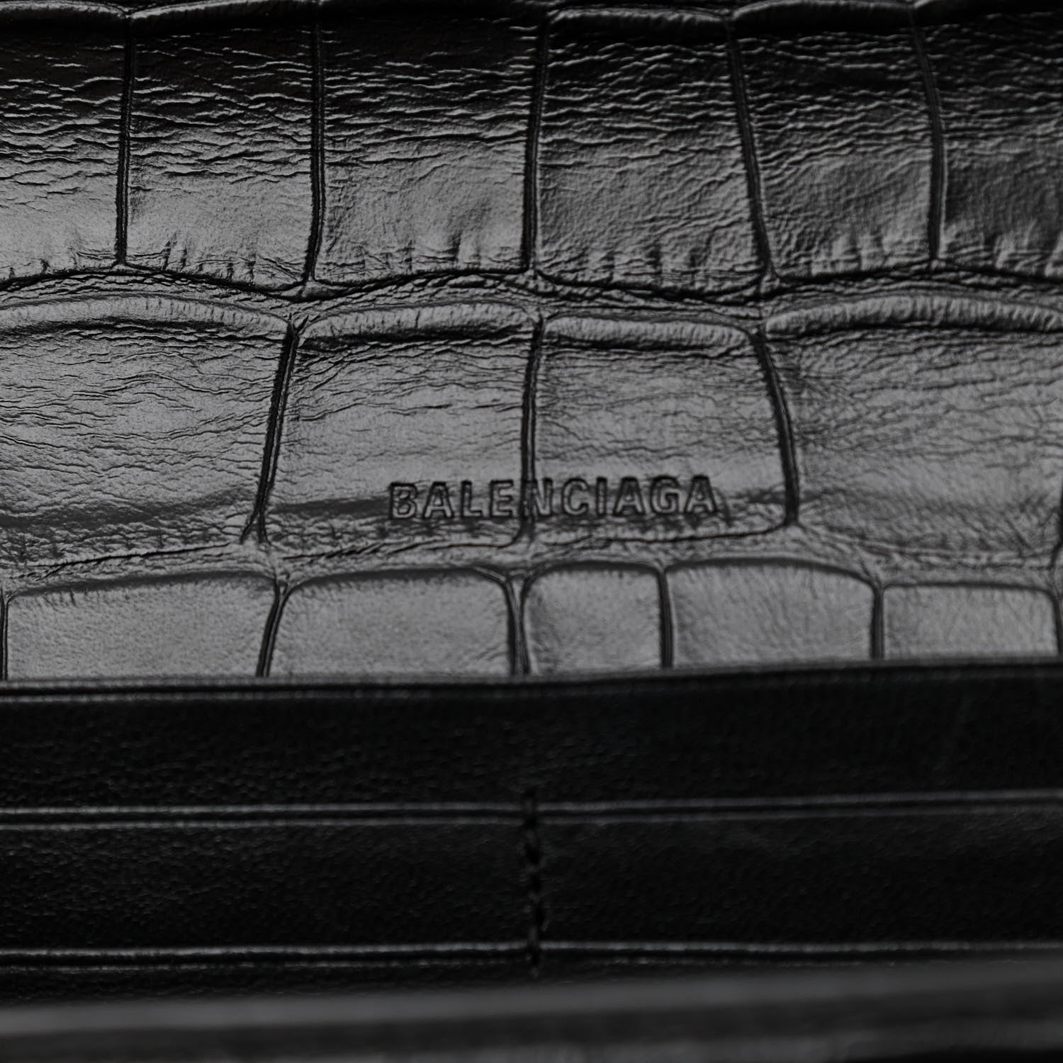 Balenciaga Extra Supple Calfskin Monochrome Crocodile Embossed Gossip Chain Bag XS Black 6 of 9