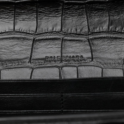 Balenciaga Extra Supple Calfskin Monochrome Crocodile Embossed Gossip Chain Bag XS Black 6 of 9