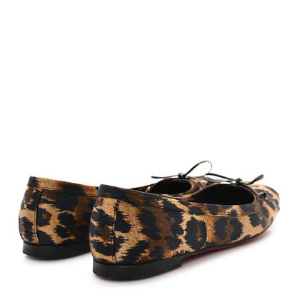 Christian Louboutin Crepe Satin Leopard Mamadrague Flats 37.5 Brown 5 of 8