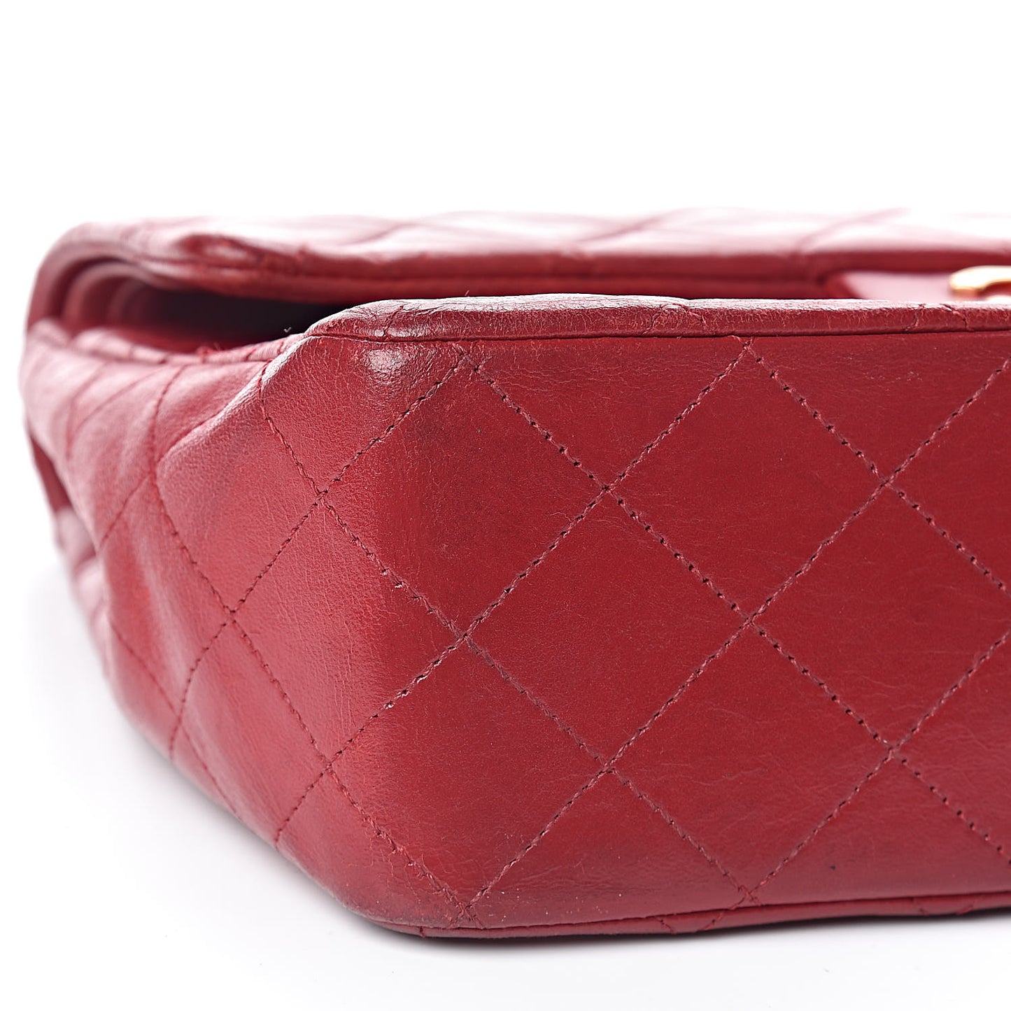 Lambskin Quilted Medium Double Flap Red