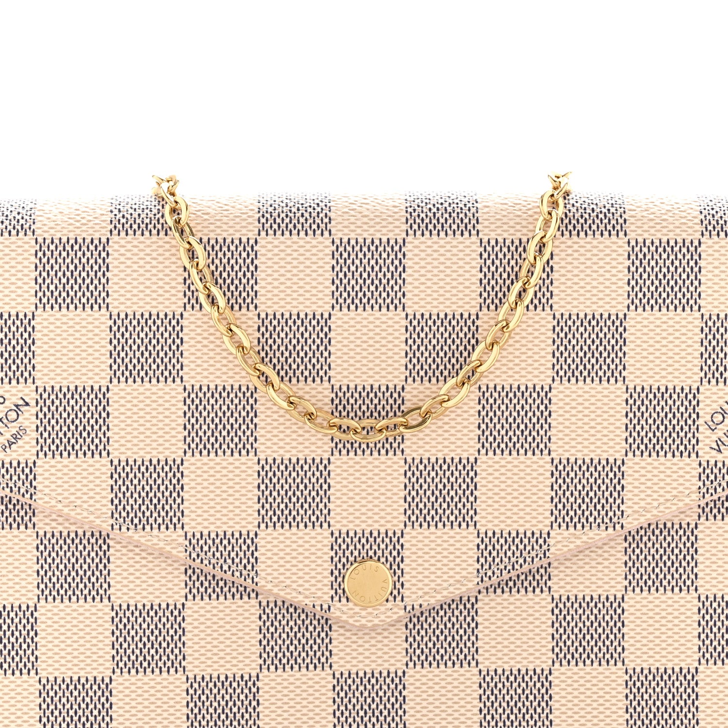 Louis Vuitton Damier Azur Pochette Felicie Chain Wallet Rose Ballerine 7 of 10