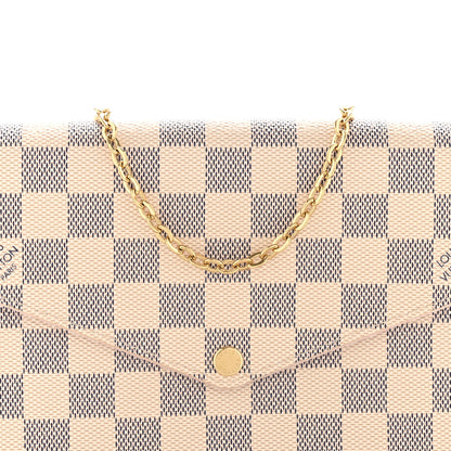 Louis Vuitton Damier Azur Pochette Felicie Chain Wallet Rose Ballerine 7 of 10