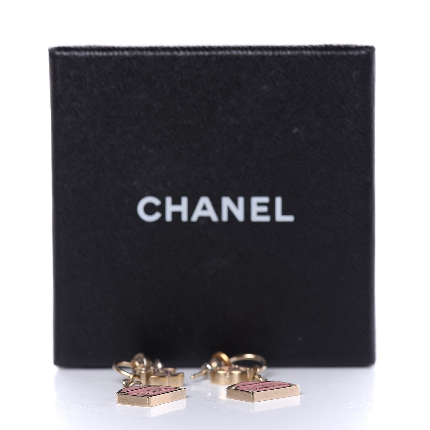 Chanel Enamel Rue Cambon CC Earrings Pink Gold 10 of 10