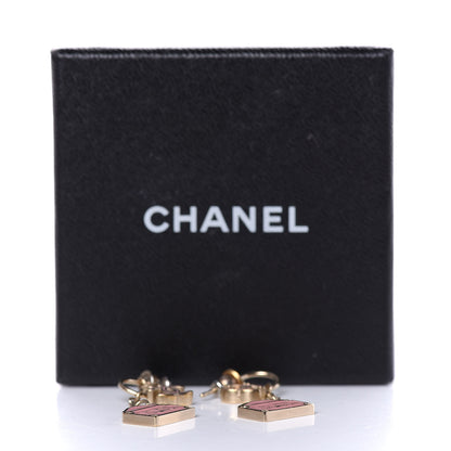 Chanel Enamel Rue Cambon CC Earrings Pink Gold 10 of 10