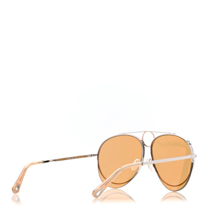 Chloe Metal Mirrored Romie Aviator Sunglasses CE144S Silver Copper 4 of 11