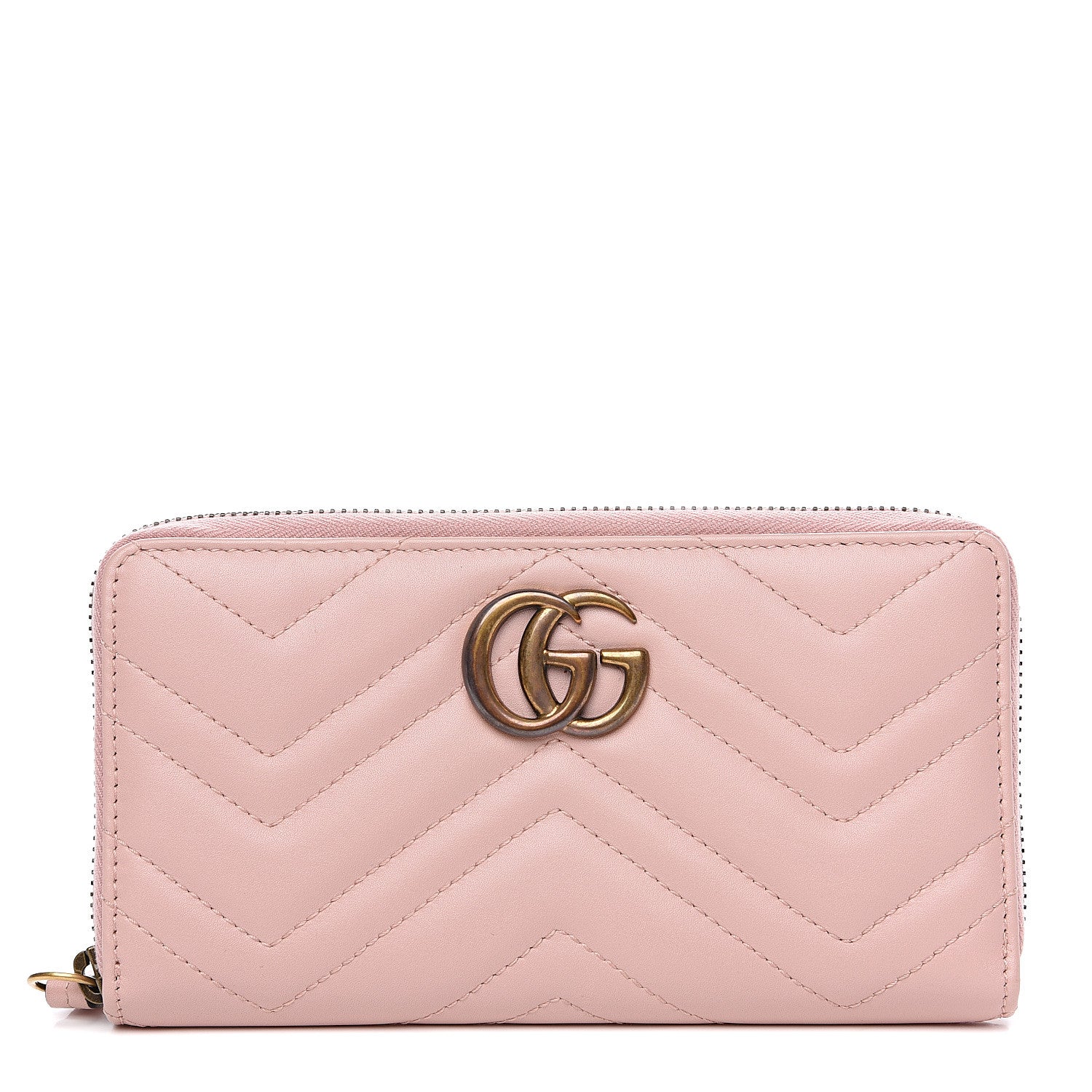 Gucci Calfskin Matelasse GG Marmont Zip Around Wallet Perfect Pink 1 of 7