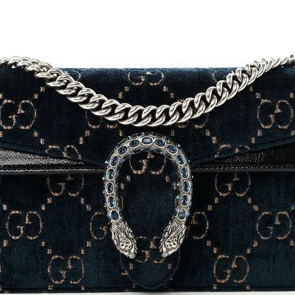 Gucci Velvet Skipper Crystal GG Monogram Small Dionysus Shoulder Bag Blue Beige Black 9 of 12