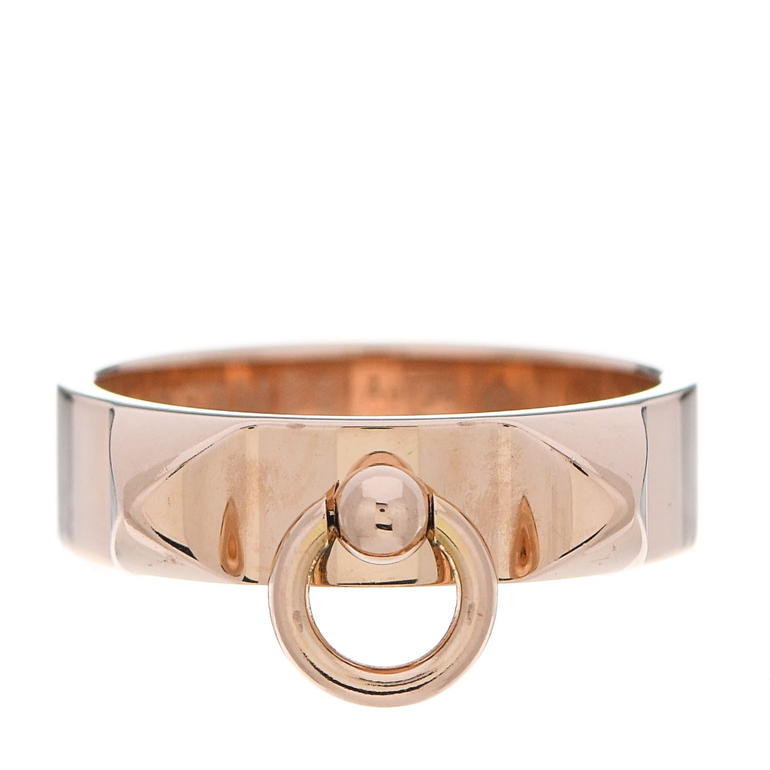 Hermes 18K Rose Gold PM Collier De Chien Ring 53 6.25 1 of 5