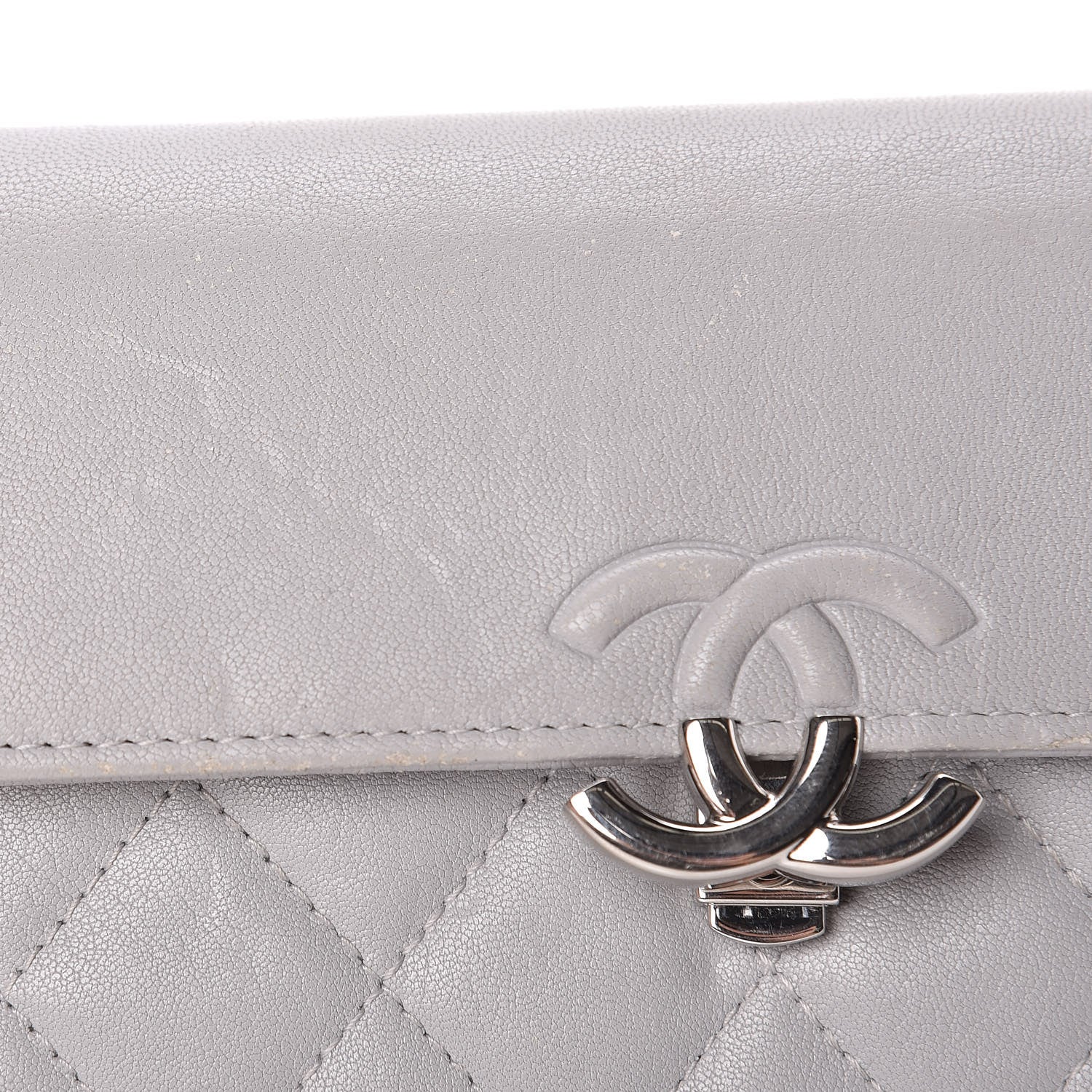 Chanel Lambskin Quilted CC Box Flap Wallet Grey 13 of 23