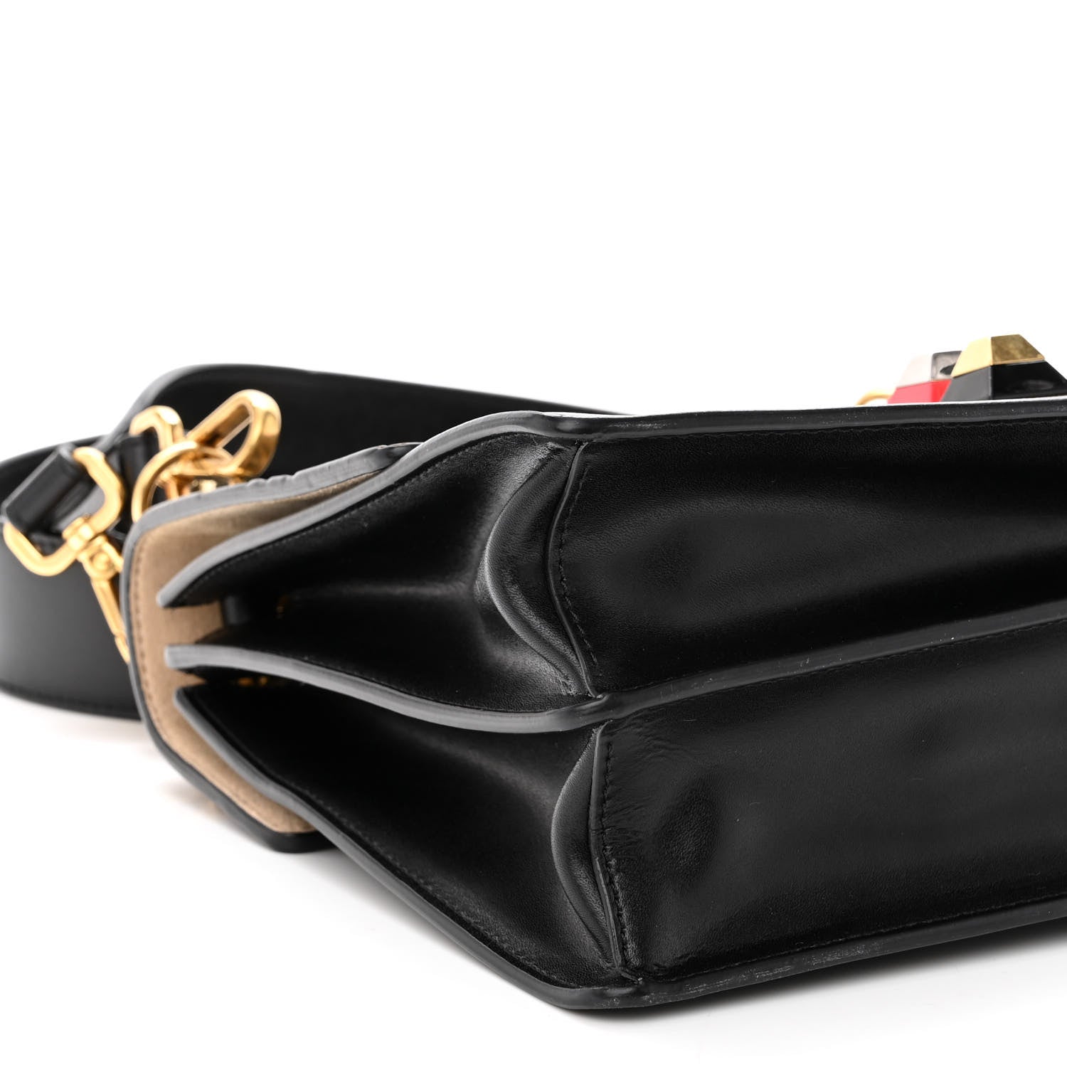 Fendi Vitello Liberty Bi-Color FF 1974 Embossed Kan I Shoulder Bag Black Maya 9 of 10