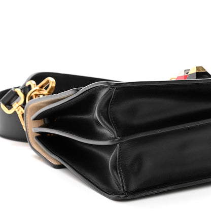 Fendi Vitello Liberty Bi-Color FF 1974 Embossed Kan I Shoulder Bag Black Maya 9 of 10