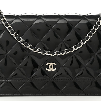 Chanel Patent Quilted Wallet On Chain WOC Black 9 of 11