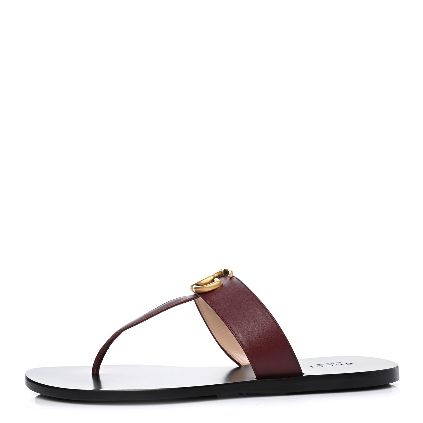 Calfskin GG Marmont Thong Sandals 38.5 Vintage Bordeaux