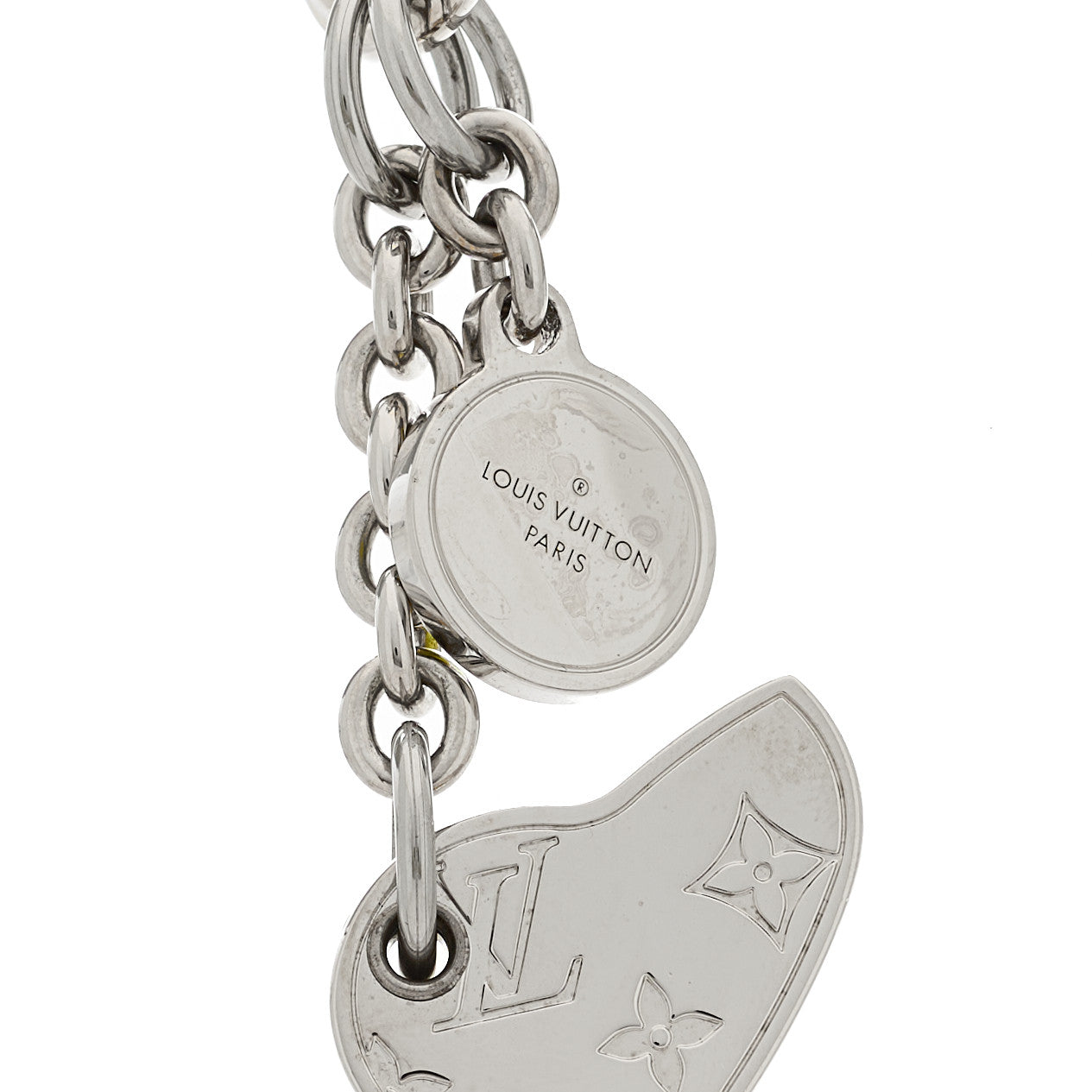 Metal Monogram Dog Bag Charm Key Holder Silver