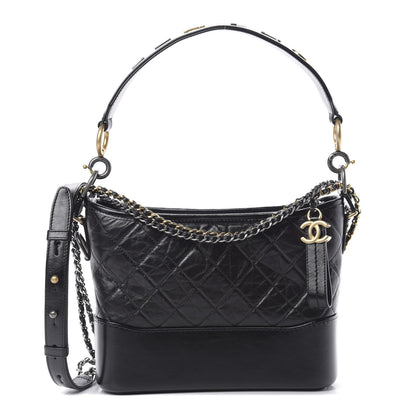Chanel Aged Smooth Calfskin Quilted Medium Gabrielle Logo Hobo Black 1 of 11