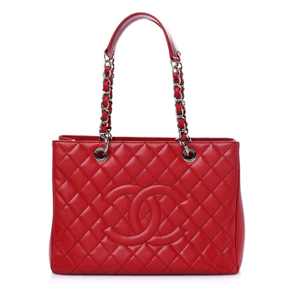 Chanel Caviar Quilted Grand Shopping Tote GST Red 1 of 12