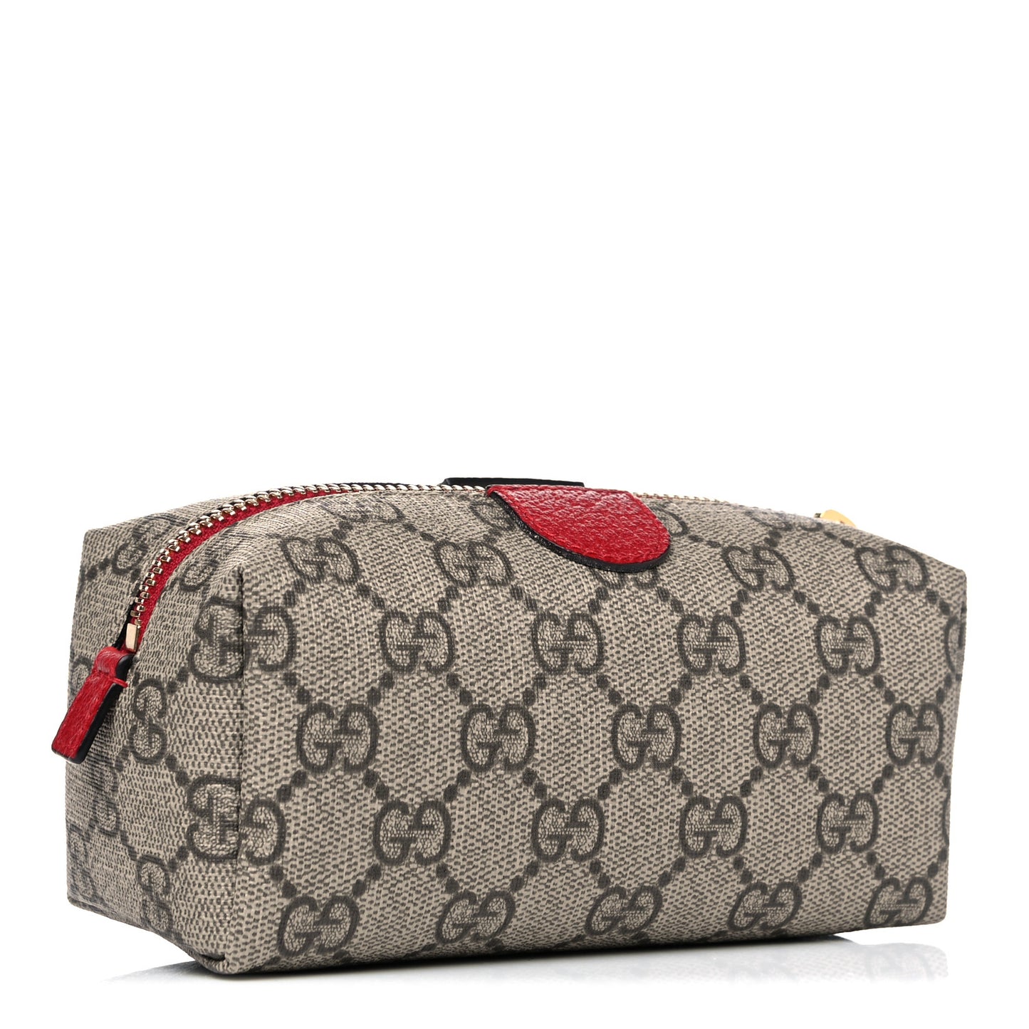 Soft GG Supreme Monogram Calfskin Small Ophidia Cosmetic Case Beige Ebony Hibiscus Red