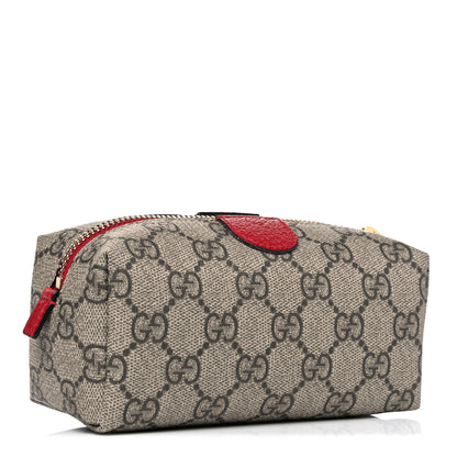 Gucci Soft GG Supreme Monogram Calfskin Small Ophidia Cosmetic Case Beige Ebony Hibiscus Red 3 of 7