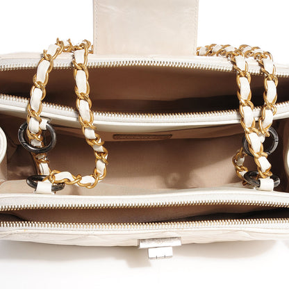 Chanel Glazed Calfskin Mademoiselle Zip Shopping Tote White 8 of 8