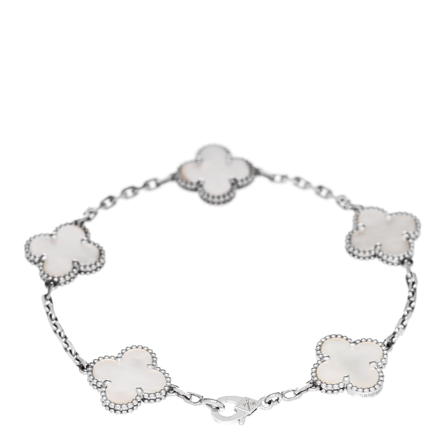 Van Cleef & Arpels 18K White Gold Mother of Pearl 5 Motifs Vintage Alhambra Bracelet 2 of 5